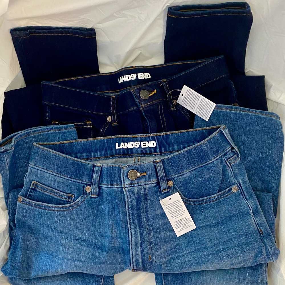 Lands End Women's Stretch High Rise Skinny Legging Crop Blue Jeans NWT 10